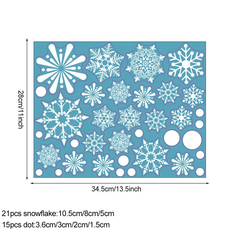 36 Pcs White Snowflake Christmas Wall/Glass Window Sticker